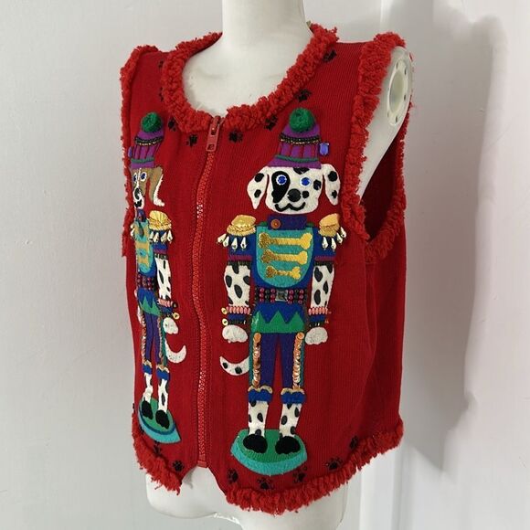 Vintage Michel Simon NYC Novelty Nutcracker Dog Sweater Vest - Picture 2 of 8
